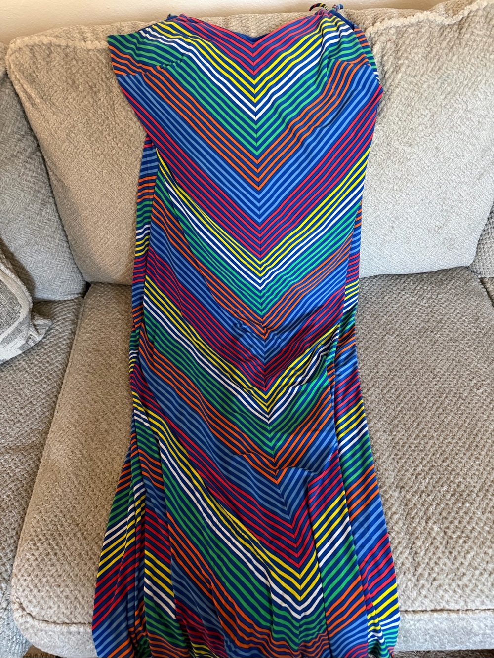 Ralph Lauren Multicolor Chevron-Stripe Maxi Dress